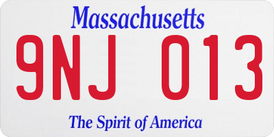 MA license plate 9NJ013