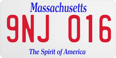 MA license plate 9NJ016