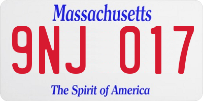 MA license plate 9NJ017