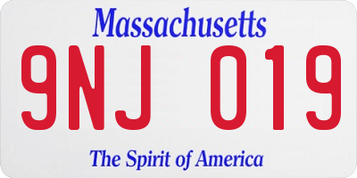 MA license plate 9NJ019