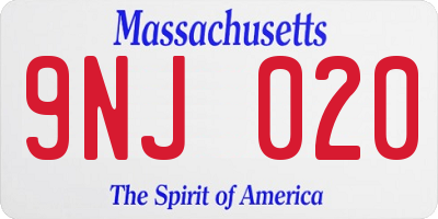 MA license plate 9NJ020