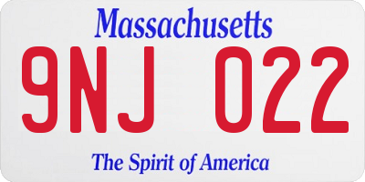 MA license plate 9NJ022