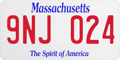 MA license plate 9NJ024