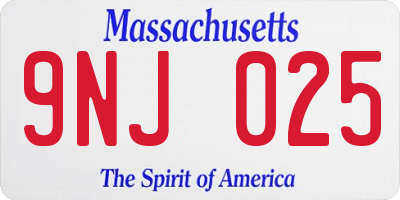 MA license plate 9NJ025