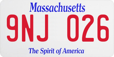 MA license plate 9NJ026