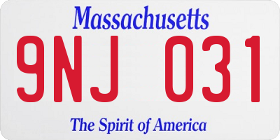 MA license plate 9NJ031