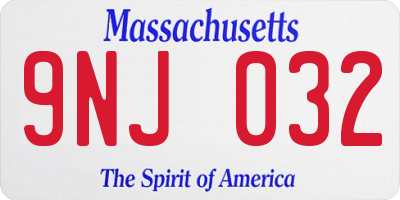 MA license plate 9NJ032