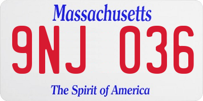 MA license plate 9NJ036