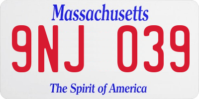 MA license plate 9NJ039