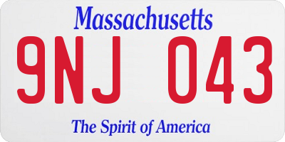 MA license plate 9NJ043