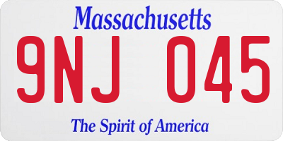 MA license plate 9NJ045