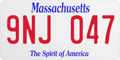 MA license plate 9NJ047