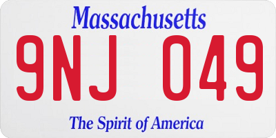 MA license plate 9NJ049
