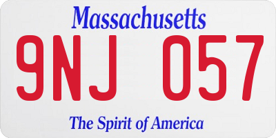 MA license plate 9NJ057