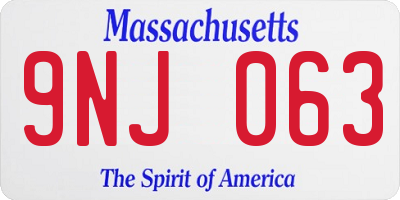 MA license plate 9NJ063