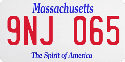 MA license plate 9NJ065