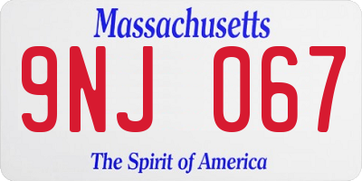 MA license plate 9NJ067