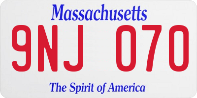 MA license plate 9NJ070