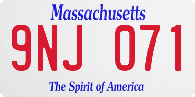 MA license plate 9NJ071