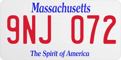 MA license plate 9NJ072