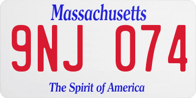 MA license plate 9NJ074
