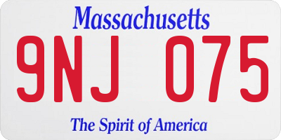 MA license plate 9NJ075