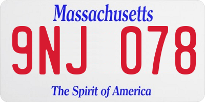 MA license plate 9NJ078