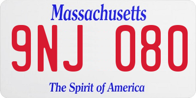 MA license plate 9NJ080