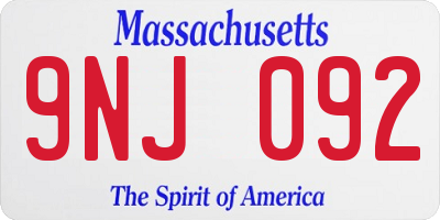 MA license plate 9NJ092
