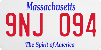 MA license plate 9NJ094
