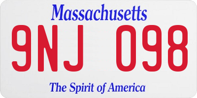 MA license plate 9NJ098