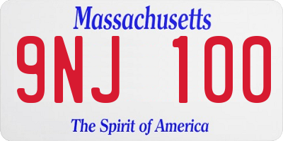 MA license plate 9NJ100