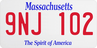 MA license plate 9NJ102