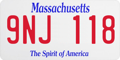 MA license plate 9NJ118