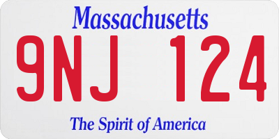 MA license plate 9NJ124