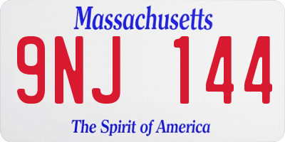 MA license plate 9NJ144