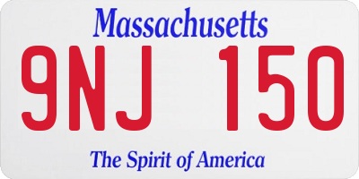 MA license plate 9NJ150