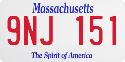 MA license plate 9NJ151