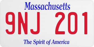 MA license plate 9NJ201
