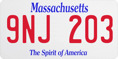 MA license plate 9NJ203