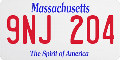 MA license plate 9NJ204