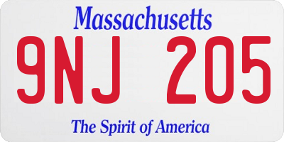 MA license plate 9NJ205