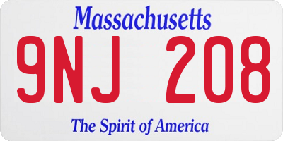 MA license plate 9NJ208