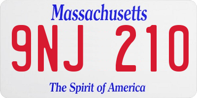 MA license plate 9NJ210