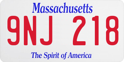MA license plate 9NJ218