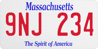 MA license plate 9NJ234