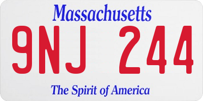 MA license plate 9NJ244