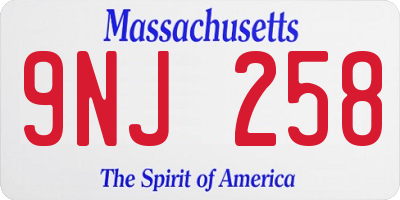 MA license plate 9NJ258