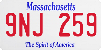 MA license plate 9NJ259