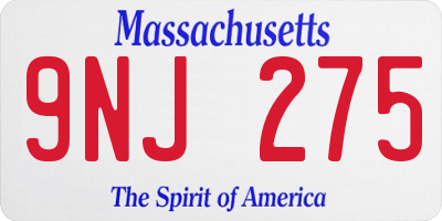 MA license plate 9NJ275